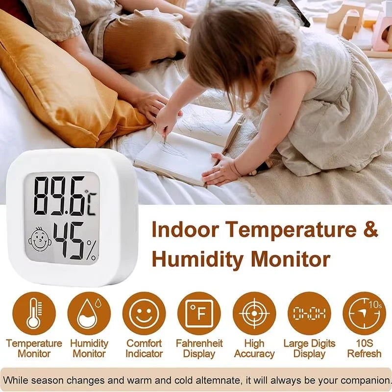 Humidity sensor, indoor thermometer, hygrometer, temperature and humidity monitor, with LCD display screen, displaying Celsius t - ALPENZO