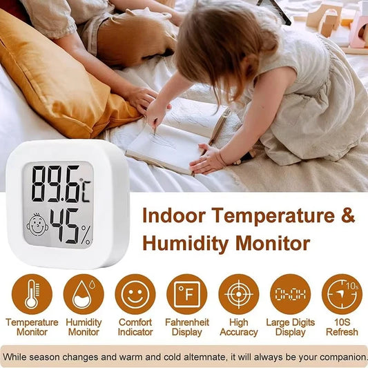 Humidity sensor, indoor thermometer, hygrometer, temperature and humidity monitor, with LCD display screen, displaying Celsius t - ALPENZO