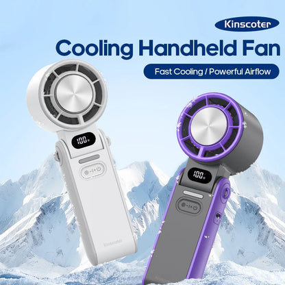 KINSCOTER Outdoor Foldable Portable Handheld Fan Mini Cooling Rechargeable 3600mAh 100-level Free Control High Speed Turbo Fan ALPENZO