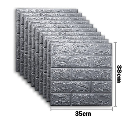 10pcs Self Adhesive Decor 3D Foam Wall Stickers Pane Room Waterproof peel and stick Brick Wallpaper for Interior Decoration - ALPENZO
