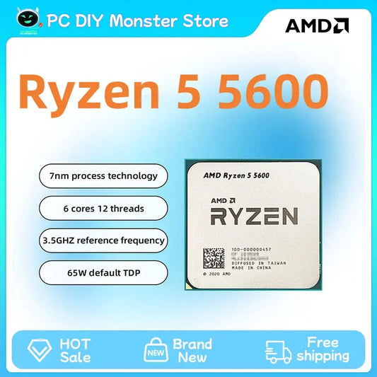 NEW AMD Ryzen 5 5600 R5 5600 3.5 GHz 6-Core 12-Thread CPU Processor 7NM L3=32M 100-000000927 Socket AM4 Graphics Chips Processor - ALPENZO
