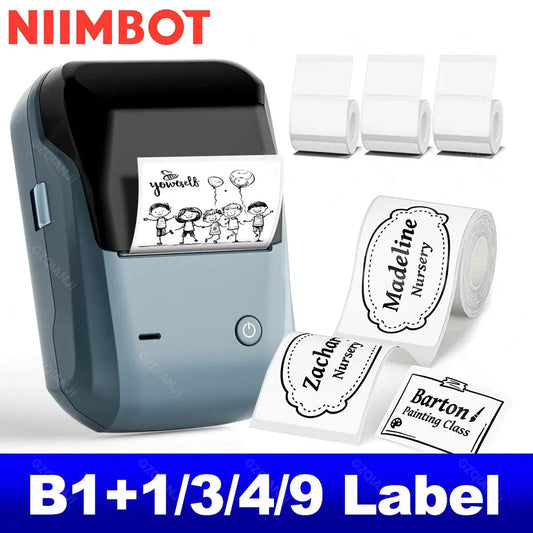 NIIMBOT B1 Portable Thermal Printer With Tapes 2 Inch Adhesive Label Machine Mini Bluetooth Sticker Maker Waterproof Labels Roll - ALPENZO