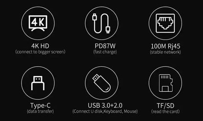 Usb 8 In 1 Type C 3 1 To 4k HdTV Hub Adapter With Sd Tf Rj45 Card Reader Pd Fast Charge For Macbook Notebook Computer - ALPENZO