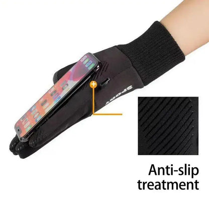 Black Winter Warm Full Fingers Waterproof Cycling Outdoor Sports Running Motorcycle Ski Touch Screen Fleece Gloves
