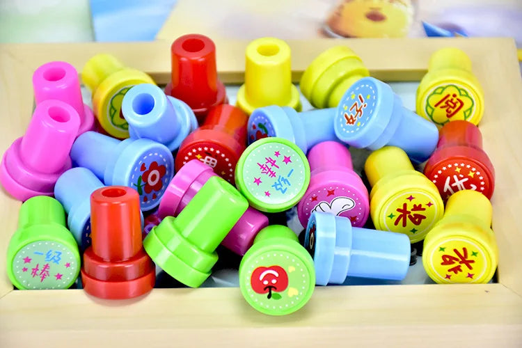 10pcs Assorted Stamps for Kids Self-ink Stamps Children Toy Stamps Smiley Face Seal Scrapbooking DIY Painting Photo Album Decor ALPENZO