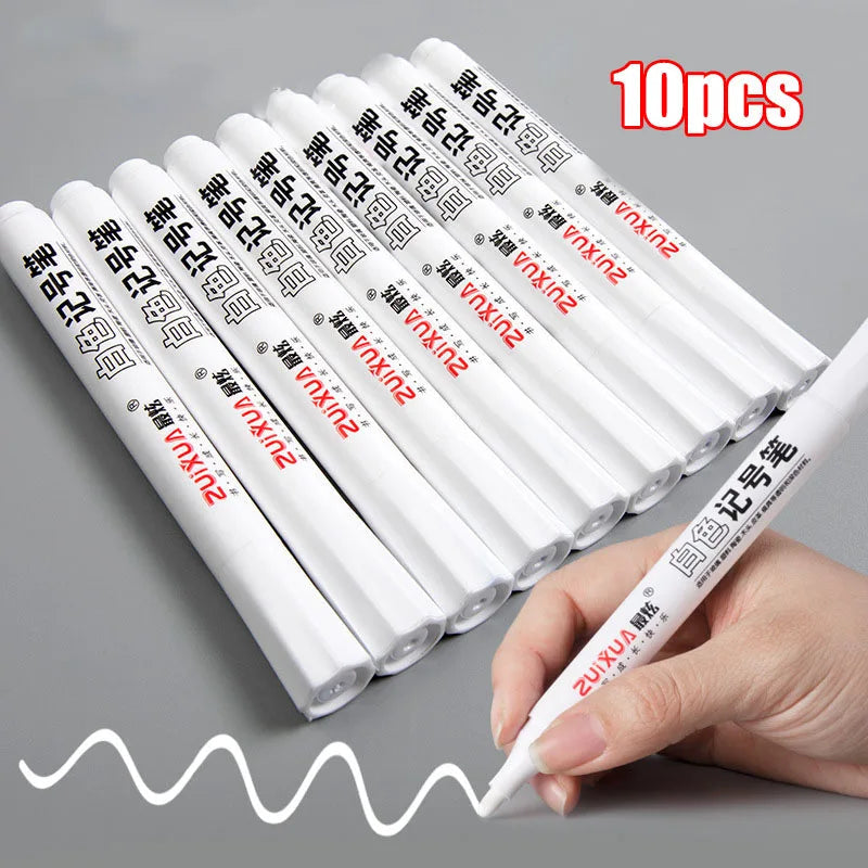 1/3/5/10pcs White Marker Pens set 2.0mm Oily Waterproof  Gel Pen  Graffiti Sketching Marker Stationery Writing  School supplies ALPENZO