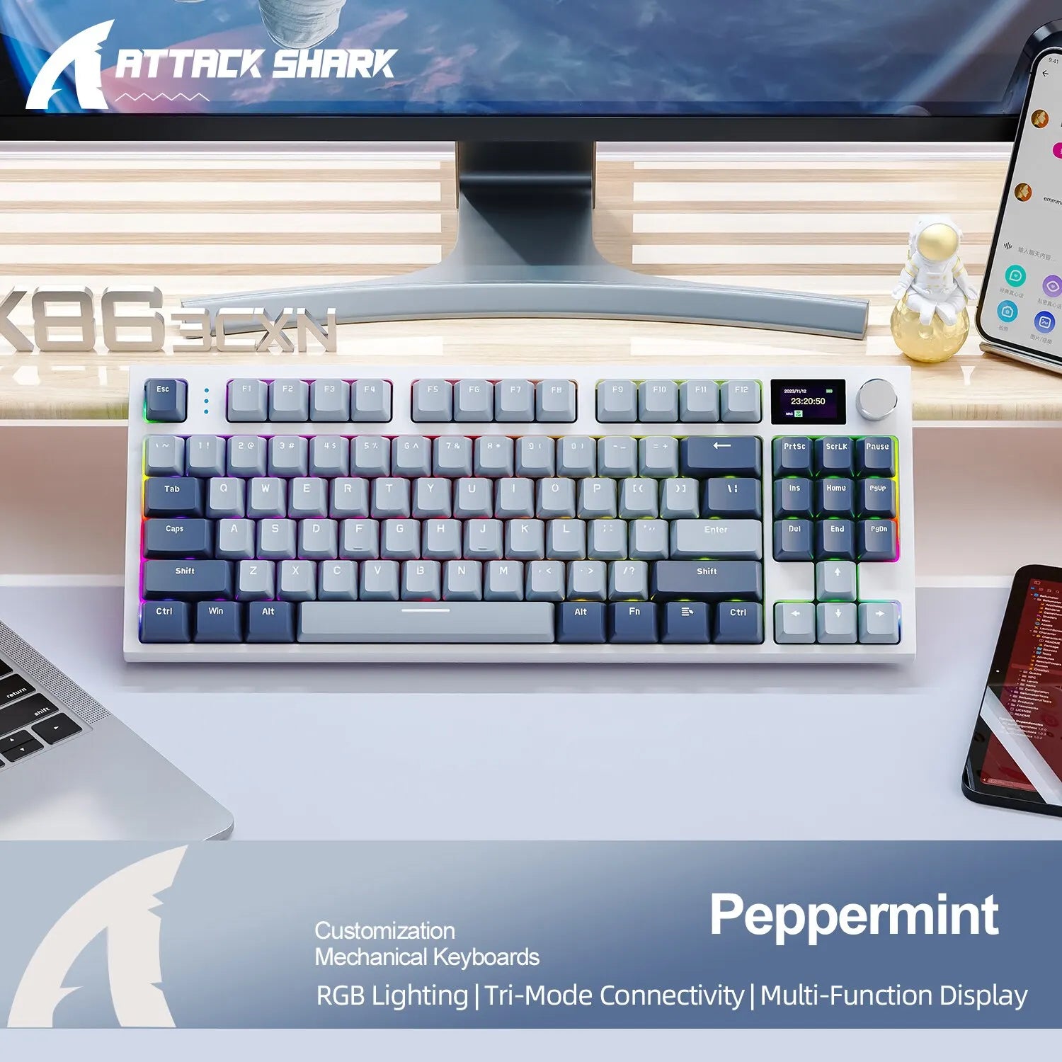 K86 Wireless Hot-Swappable Mechanical Keyboard Bluetooth/2.4g With Display Screen and Volume Rotary Button for Games and Work - ALPENZO