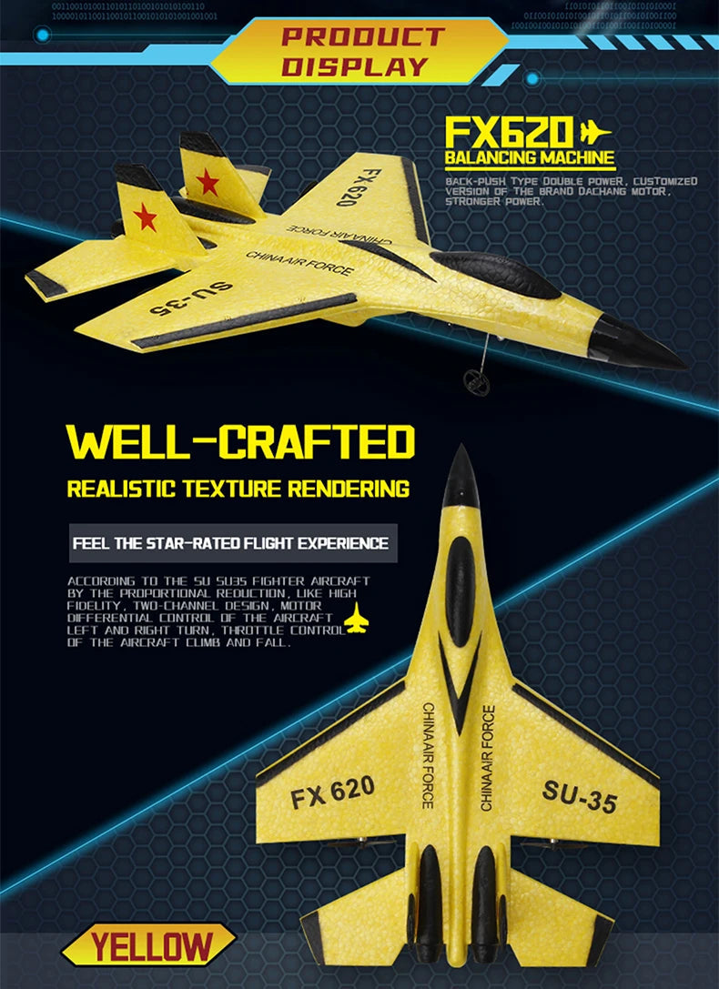 RC Foam Aircraft SU-35 Plane 2.4G Radio Control Glider Remote Control Fighter Plane Glider Airplane Foam Boys Toys for Children ALPENZO