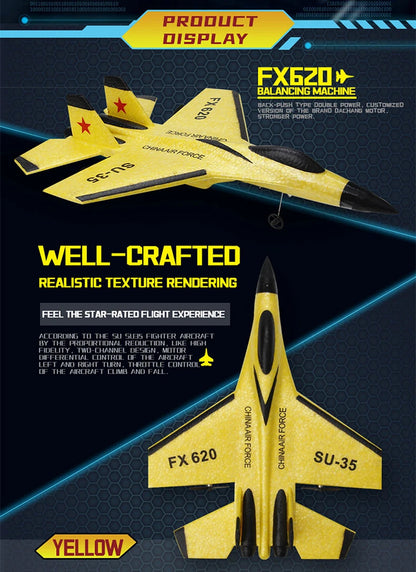 RC Foam Aircraft SU-35 Plane 2.4G Radio Control Glider Remote Control Fighter Plane Glider Airplane Foam Boys Toys for Children ALPENZO