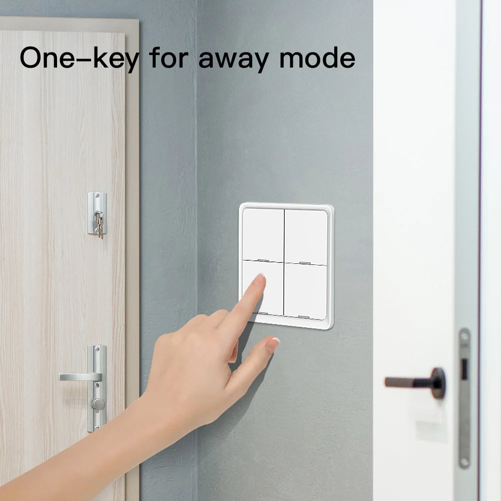 MOES 4 Gang Tuya ZigBee Wireless 12 Scene Switch Push Button Controller Battery Powered Automation Scenario for Tuya Devices - ALPENZO