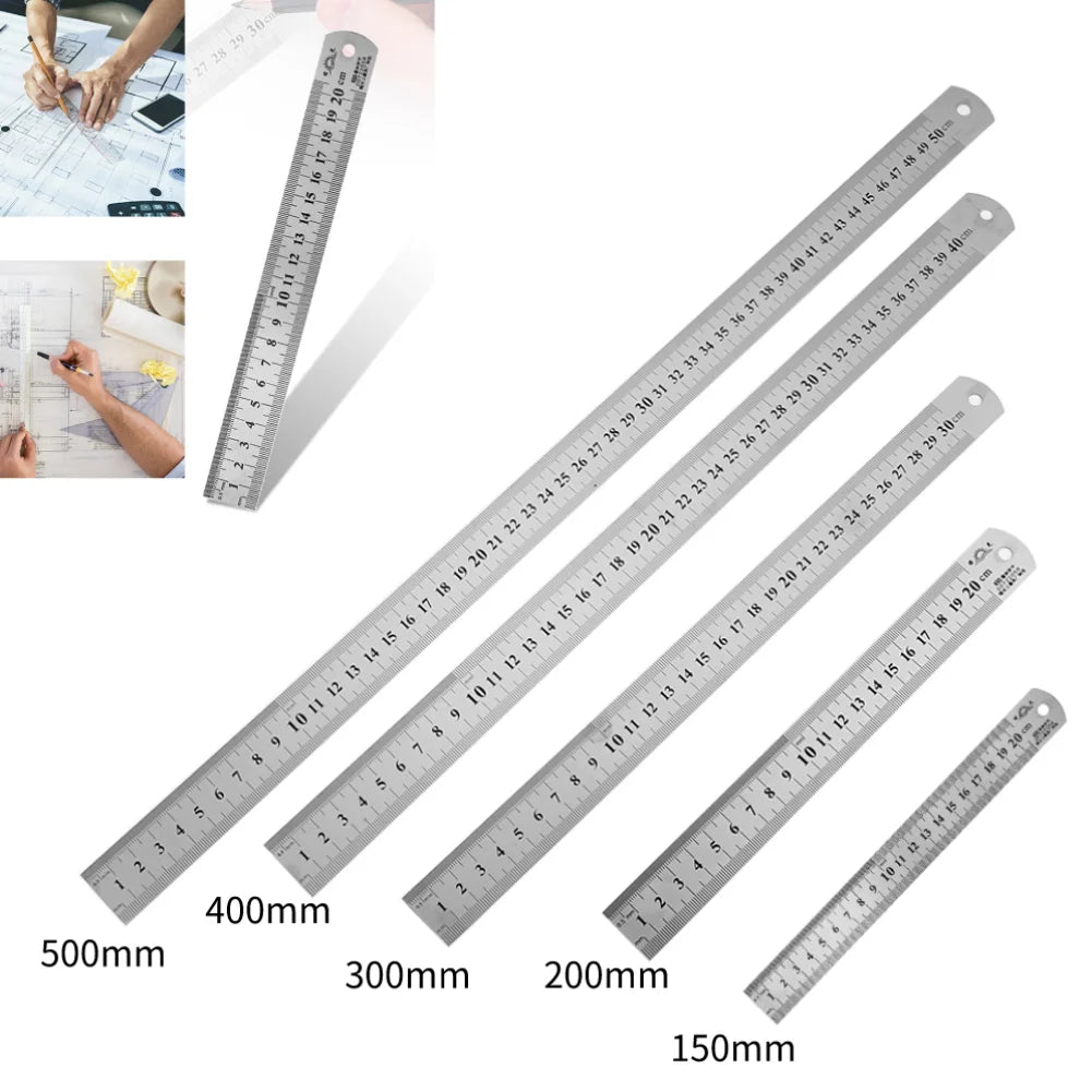 Stainless Steel Metal Straight Ruler Precision Double Sided Precision Measuring Tool Scale Metric Ruler Accessories 15-40cm ALPENZO