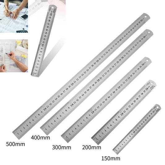 Stainless Steel Metal Straight Ruler Precision Double Sided Precision Measuring Tool Scale Metric Ruler Accessories 15-40cm ALPENZO