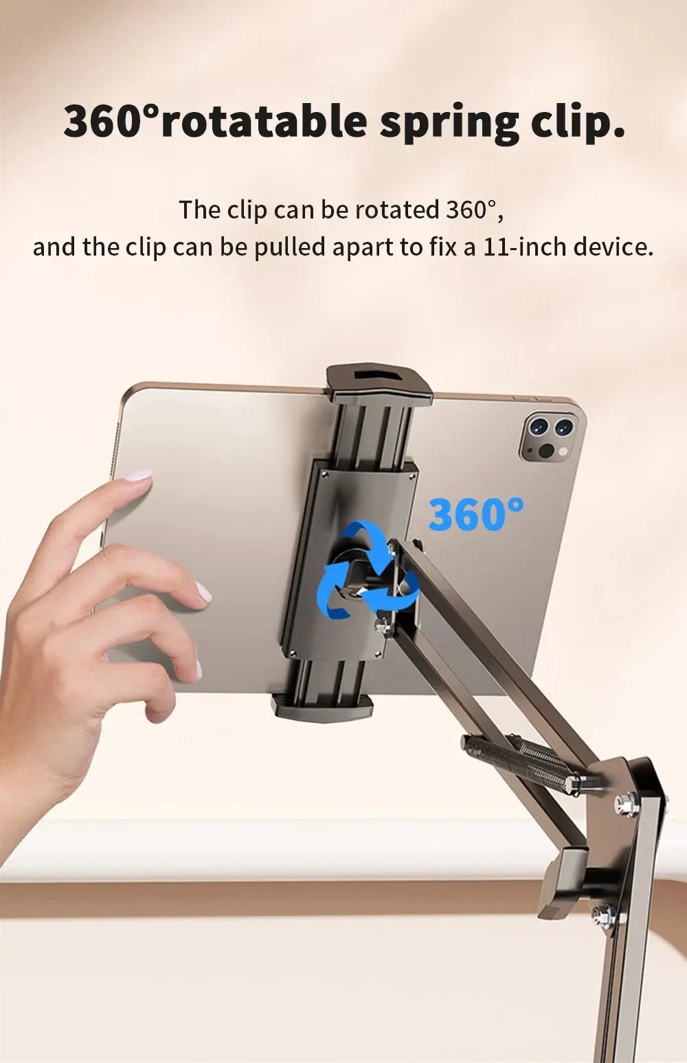 Universal Tablet Stand Clip Lazy Bracket Flexible Articulating Aluminum Arm Phone Mount Tablet Holder For All 4-11 Inch Device - ALPENZO