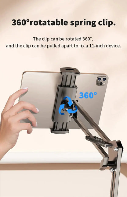 Universal Tablet Stand Clip Lazy Bracket Flexible Articulating Aluminum Arm Phone Mount Tablet Holder For All 4-11 Inch Device - ALPENZO