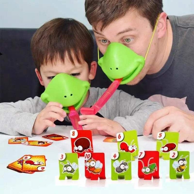 Frog Lizard Mask Wagging Tongue Lick Cards Board Games for Children Family Party Toys Antistress Funny Desktop Puzzle Game Toys ALPENZO