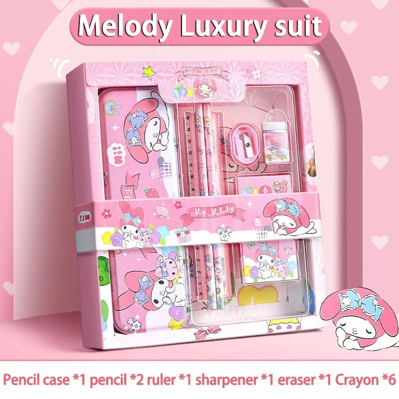 Sanrio Kuromi Melody Cinnamoroll Stationery Gift Box Girls Primary School 12-Piece School Supplies for Children Kawaii New Hot ALPENZO
