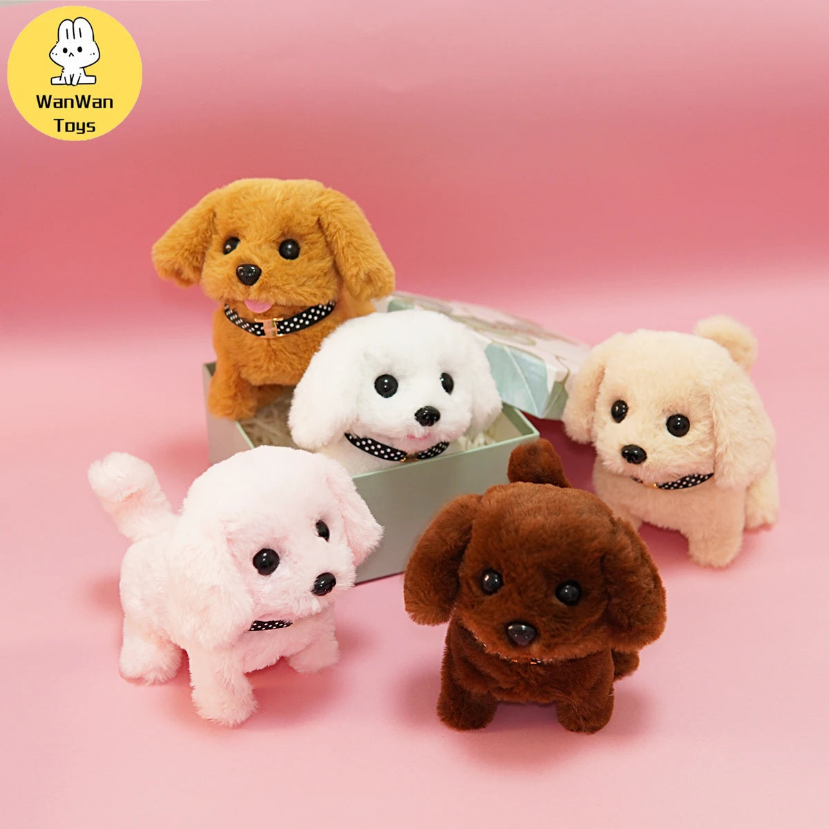 Plush Electric Puppy Simulation Pet Dog Can Walk Teddy Dog Golden Retriever Bichon Frize Dog Children Can Bark Run And Rock ALPENZO