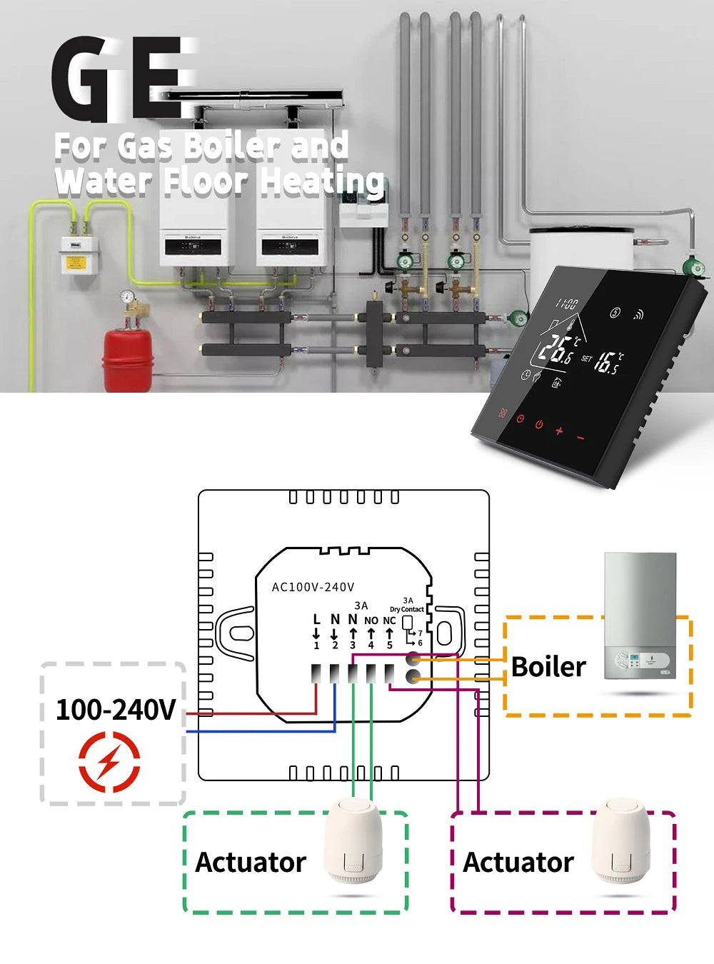 MINCO HEAT M4A Warm Floor Thermostat Tuya WiFi 3A 16A Electric/Gas Boiler/Water Heating Temperature Controller 1PC - ALPENZO