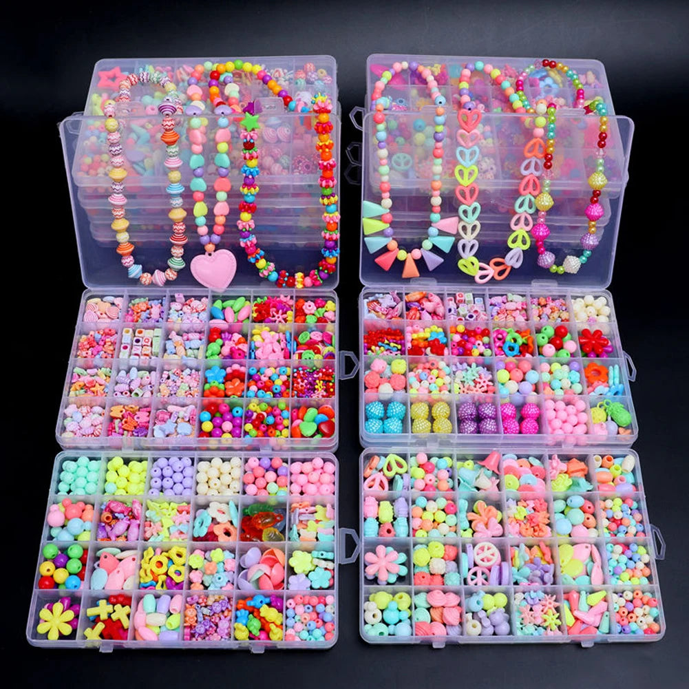 500pcs DIY Handmade Beaded Children's Toy Creative Loose Spacer Beads Crafts Making Bracelet Necklace Jewelry Kit Girl Toy Gift ALPENZO