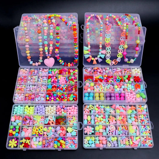 500pcs DIY Handmade Beaded Children's Toy Creative Loose Spacer Beads Crafts Making Bracelet Necklace Jewelry Kit Girl Toy Gift ALPENZO