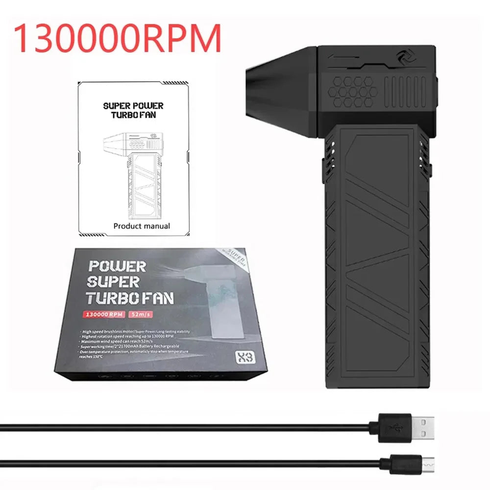 3nd Generation X3 Violent Blower Mini Turbo Jet Fan Handheld Brushless Motor 130,000 RPM Wind Speed 52m/s industrial Duct Fan ALPENZO