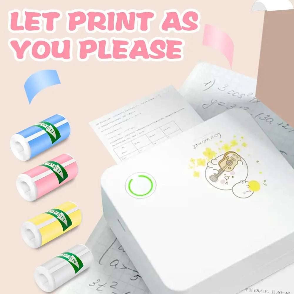 HD Mini Printer Thermal Paper 57*25MM Self-adhesive Roll Paper Label Sticker Photo Inkless Printing Portable Printer Color Paper - ALPENZO