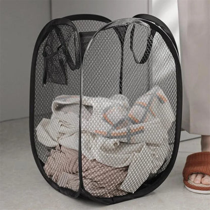 Folding Dirty Laundry Sorting Basket Washing Frame Bathroom Cloth Mesh Storage Bag Frame Bucket Laundry Organizers Storage Pouch - ALPENZO