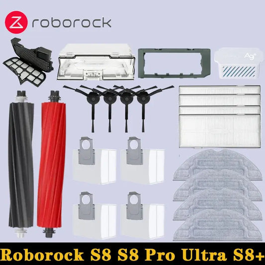 Roborock S8 S8 Pro Ultra S8+ Robot Vacuum Spare Parts Main Side Brushes Mop Cloths HEPA Filters Dust Bags Accessories - ALPENZO