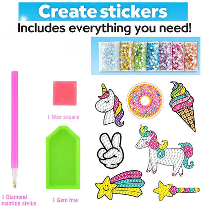 12 Create Big Gem Diamond Painting Sticker Kit Art Craft Girls Boys Unicorn Animal Sealife Magical Mosaic Dot Sticky Toys Gifts ALPENZO