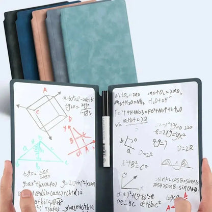1 Pcs Reusable Whiteboard Notebook Set With Whiteboard Pen Erasing Cloth Leather Memo Pad Weekly Planner Portable Stylish Office ALPENZO