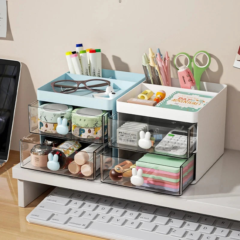 Small Desk Organizer With Drawer, Office Desktop Storage Box, Makeup Organizer, Business Card/Pen/Pencil/Mobile Phone/Stationery ALPENZO
