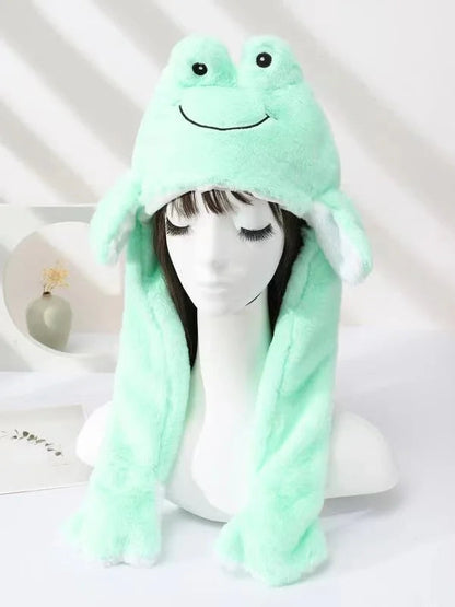 Cartoon Bunny Ear Move Hat Jumping up Toys Rabbit Girls Animal Plush Costume Cosplay Cap Kids Party for Adult Funny Anime Hat ALPENZO