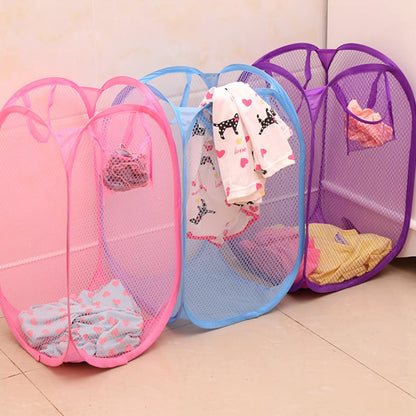 Folding Dirty Laundry Sorting Basket Washing Frame Bathroom Cloth Mesh Storage Bag Frame Bucket Laundry Organizers Storage Pouch - ALPENZO