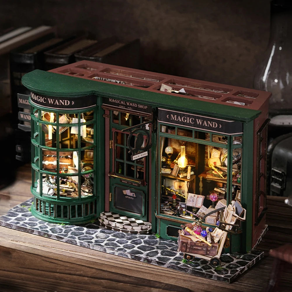 Magic Shop DIY Wooden Dollhouse Miniature Doll House Kit with Furniture Roombox Retro Home Model Toy for Children Gift ALPENZO