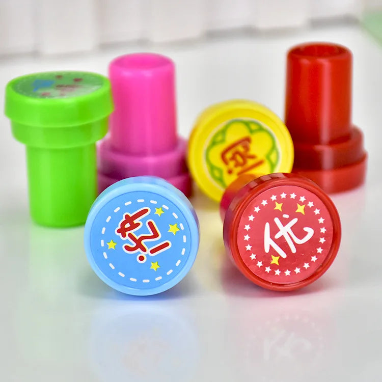 10pcs Assorted Stamps for Kids Self-ink Stamps Children Toy Stamps Smiley Face Seal Scrapbooking DIY Painting Photo Album Decor ALPENZO