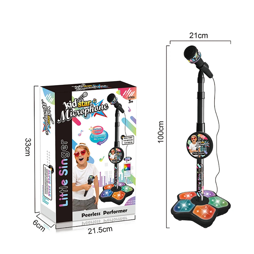 Kids Microphone with Stand Karaoke Song Music Instrument Toys Brain-Training Educational Toy Birthday Gift for Girl Boy ALPENZO