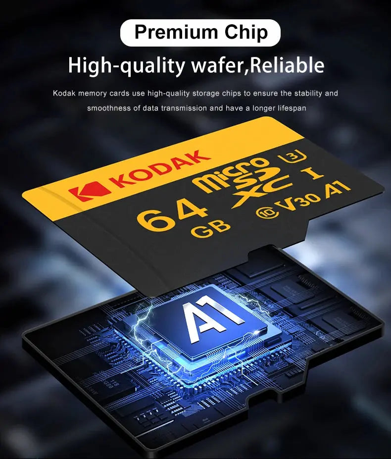 Kodak Micro SD Card Memory Card Class 10 32GB 64GB 128GB 256GB U3 4K High Speed Cartao De Memoria Flash Memory TF Mecard C10 - ALPENZO