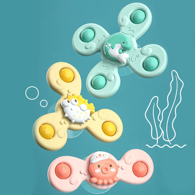 Montessoris Baby Spin Top Bath Toys For Boy Children Bathing Sucker Spinner Suction Cup Toy For Kids 2To4 Years Rattles Teether ALPENZO