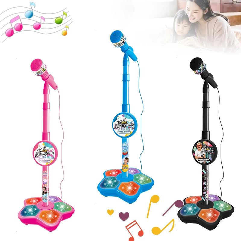 Kids Microphone with Stand Karaoke Song Music Instrument Toys Brain-Training Educational Toy Birthday Gift for Girl Boy ALPENZO