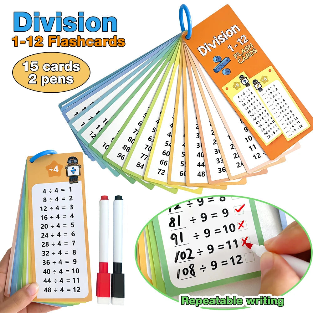 1-12 Maths Table Cards Self Check Math Learning Tool Montessori Mathematical Teaching Aids Add&Subtract or Multiply&Divide Set ALPENZO