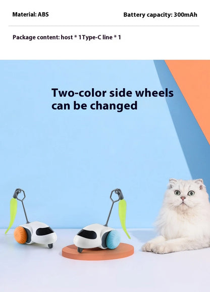Smart Interactive Cat Toy Car Auto-Running Pet Vehicle with Obstacle Detection Durable for Indoor Cats Play - ALPENZO