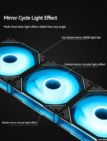 TEUCER JM-1 Computer Case Fan ARGB Mirror Cycle Light Effect 120mm 4Pin PWM PC Cooling Fan Low Noise Water Cooling Ventilador - ALPENZO