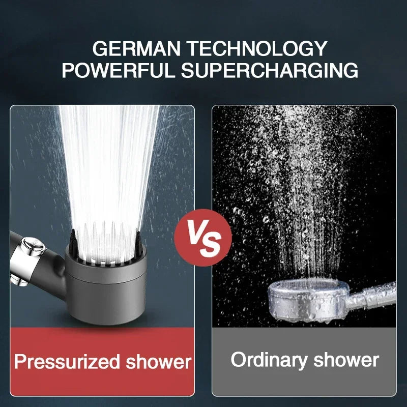 High Pressurized Filter Shower Head 3-mode Adjustable Spray with Massage Brush Rain Faucet Bathroom Accessories - ALPENZO