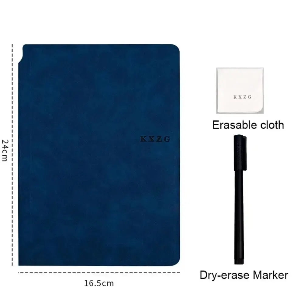 1 Pcs Reusable Whiteboard Notebook Set With Whiteboard Pen Erasing Cloth Leather Memo Pad Weekly Planner Portable Stylish Office ALPENZO