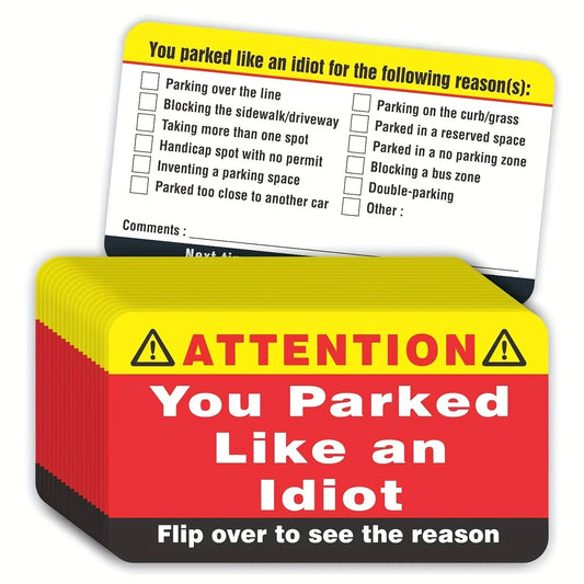 You Park Like an Idiot Business Cards (Pack of 50) Bad Parking Cards Multiple Reason Violation Adult Sock Stuffer ALPENZO