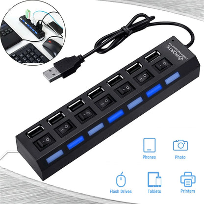 USB Hub Hub USB Adapter Multi Ports Use Power Adapter Extensor USB 2.0 PC Computer Accessories Switch USB For Laptop - ALPENZO