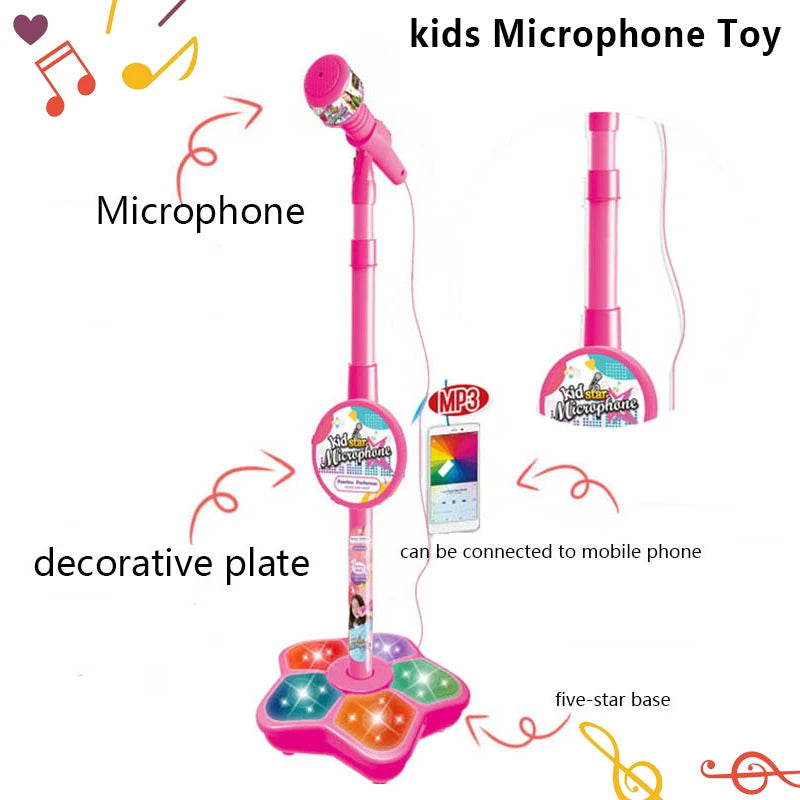 Kids Microphone with Stand Karaoke Song Music Instrument Toys Brain-Training Educational Toy Birthday Gift for Girl Boy ALPENZO