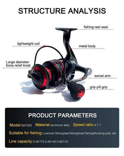 Ball Bearings 10KG Max Drag Spinning Reel Durable Metal Body Freshwater Saltwater Fishing Reel Fishing Reel