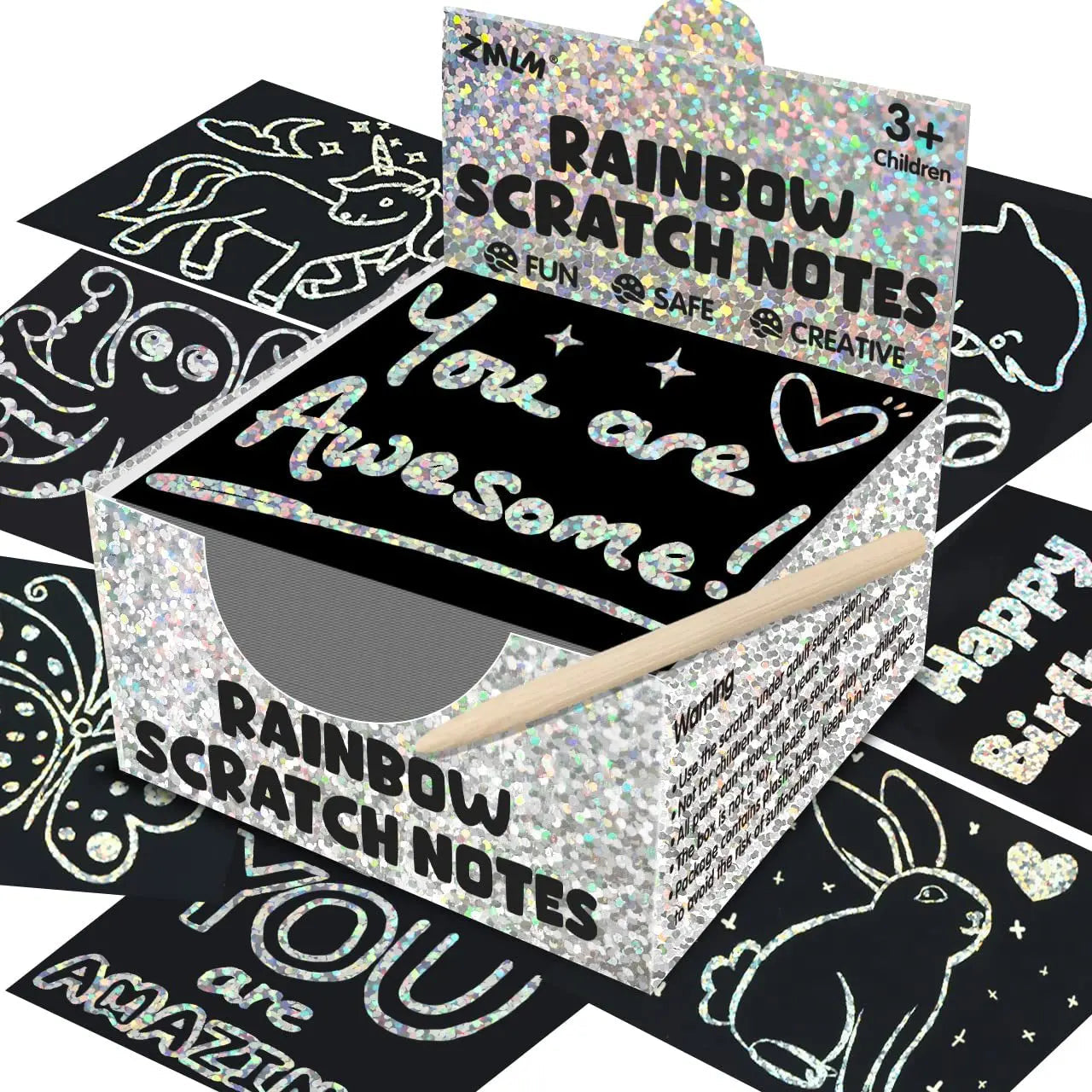 100Pcs Dazzling Scratch Painting Parent Child Interactive Toys Note Cards Handmade Painting ALPENZO