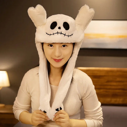 Cartoon Bunny Ear Move Hat Jumping up Toys Rabbit Girls Animal Plush Costume Cosplay Cap Kids Party for Adult Funny Anime Hat ALPENZO